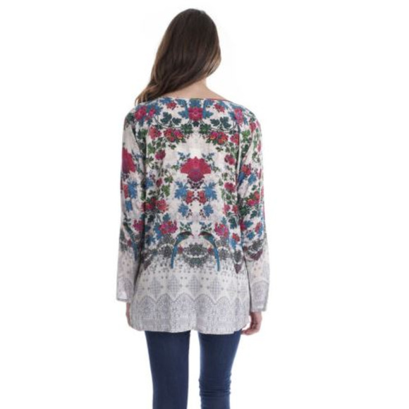 Johnny Was Nina Boxy Floral Challis Tunic sz M NEW - Picture 3 of 4